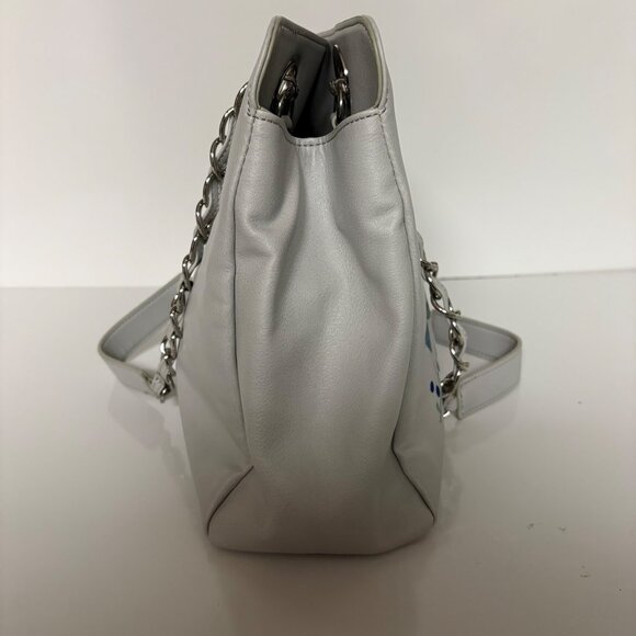 Nicole Miller Floral Embroidered Gray Purse Chain Straps Shoulder Bag - Picture 2 of 12